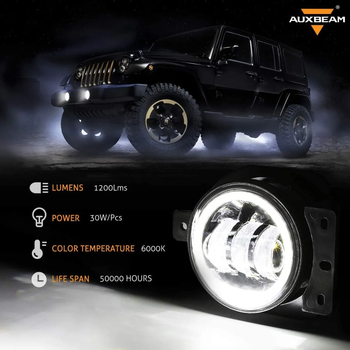 (2pcs/set) 4 Inch 30W Round LED Fog Lights With DRL&Amber Turn Signal for Jeep Wrangler JL JLU 2018 2019 2020