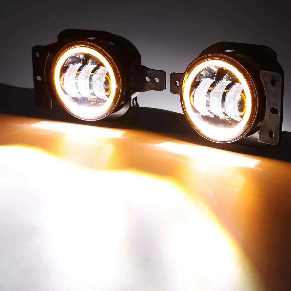 (2pcs/set) 4 Inch 30W Round LED Fog Lights With DRL&Amber Turn Signal for Jeep Wrangler JL JLU 2018 2019 2020