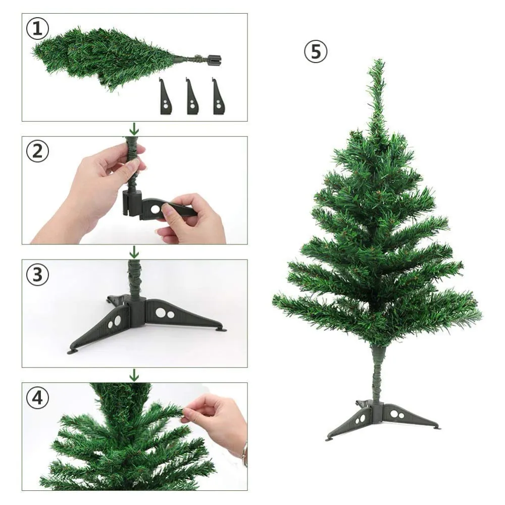 3FT Christmas Non Pine Tree- 28 Pcs DIY Combo- Green Color- Christmas Tree Decoration Items