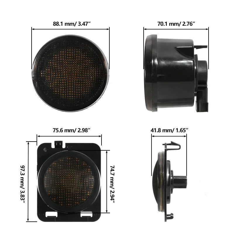 Enhanced Set for Jeep Wrangler JK: 7 LED Headlight with Halo Ring, 4 LED Fog Light, Front Turn Signal, and Fender Flares Side Marker Light