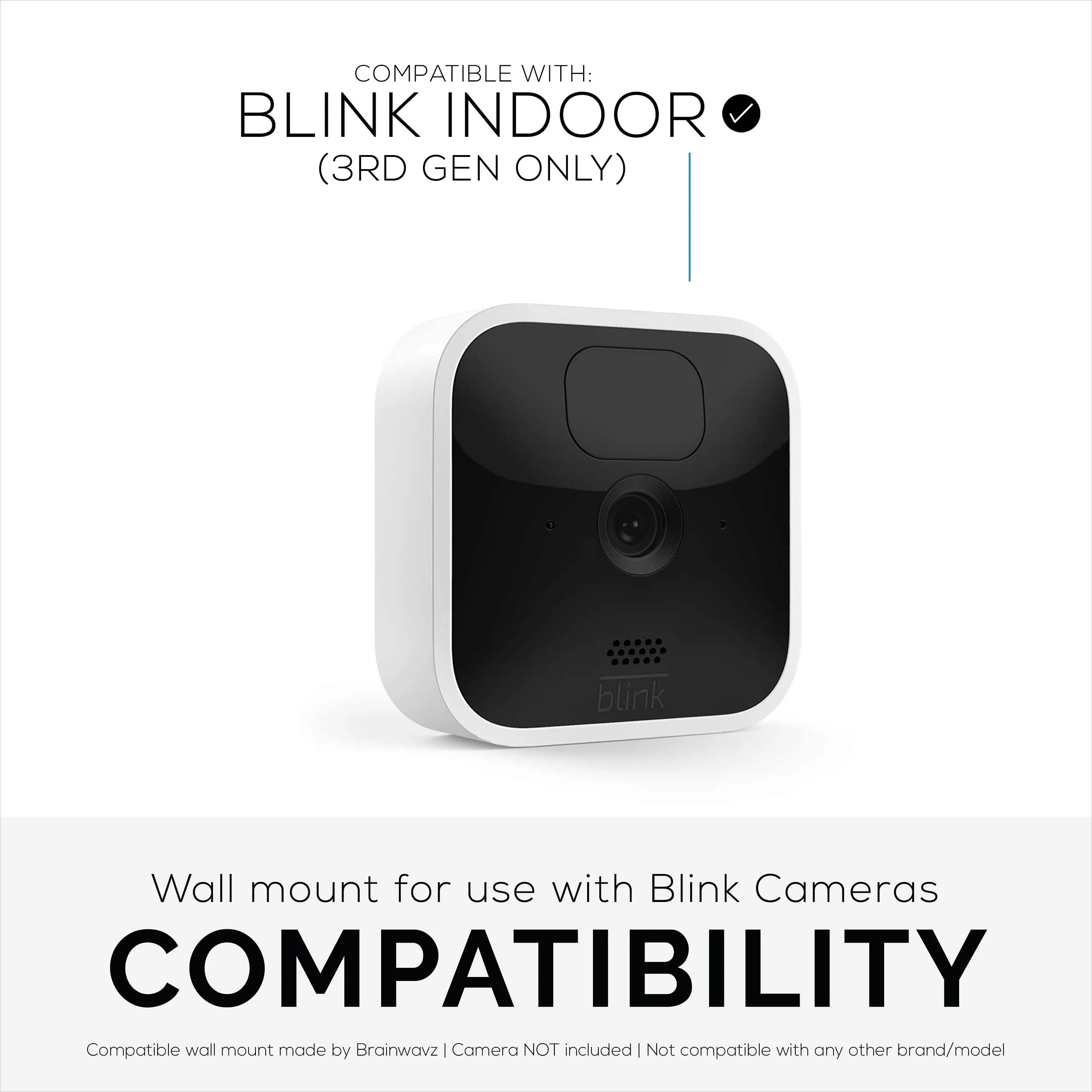 Adhesive Blink Indoor Corner Camera (3rd Gen) Mount, 2 Pack Holder, No Hassle Installation, No Screws, No Mess Bracket Stand