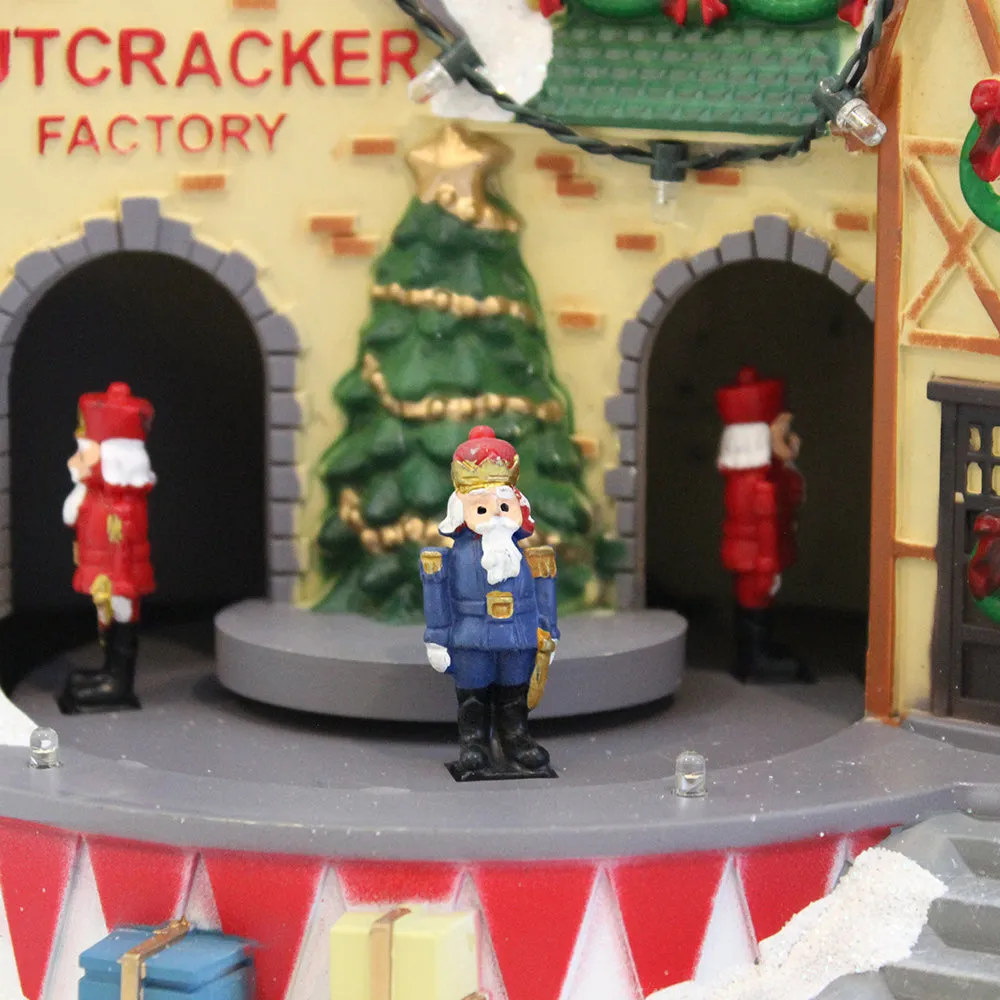 Animated Christmas Village Nutcracker Factory Colorful LED Lights Music