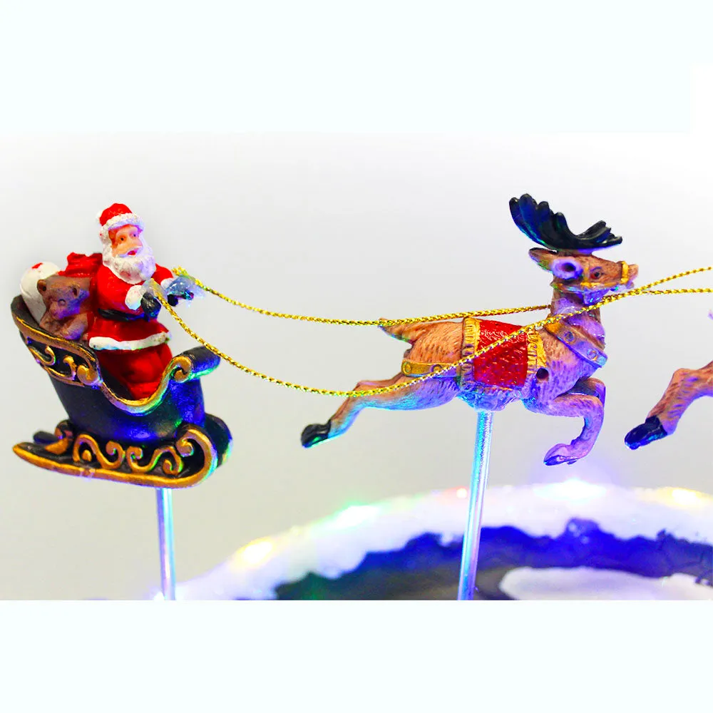 Animated Christmas Village Santa Reindeer Tree Musical LED Light