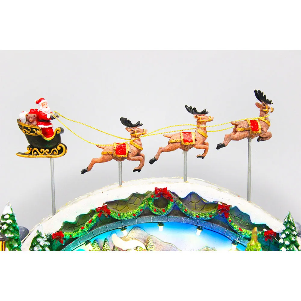 Animated Christmas Village Santa Reindeer Tree Musical LED Light