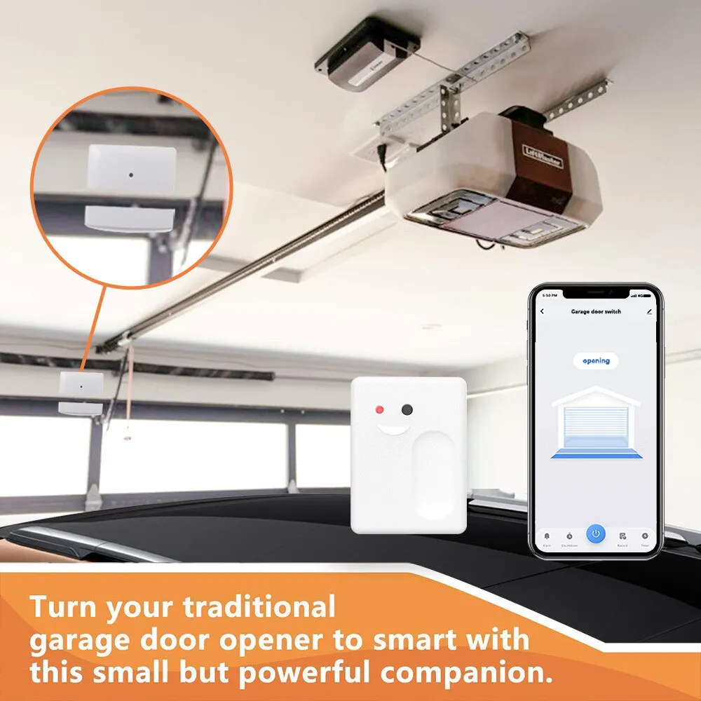 Anjielosmart WiFi Remotely Control Existing Garage Door Opener with Tuya App, Works with Alexa and Assistant No Hub Required