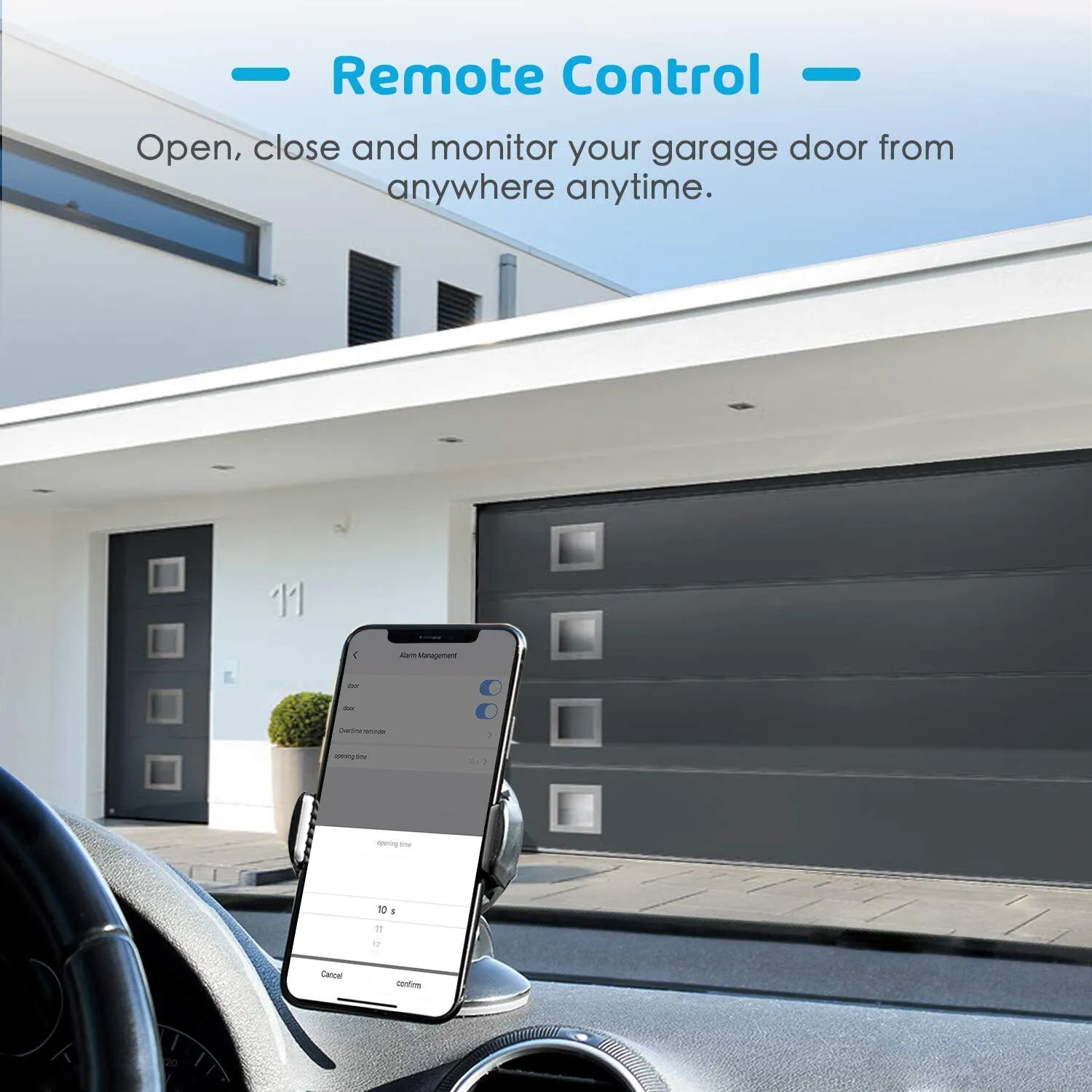 Anjielosmart WiFi Remotely Control Existing Garage Door Opener with Tuya App, Works with Alexa and Assistant No Hub Required