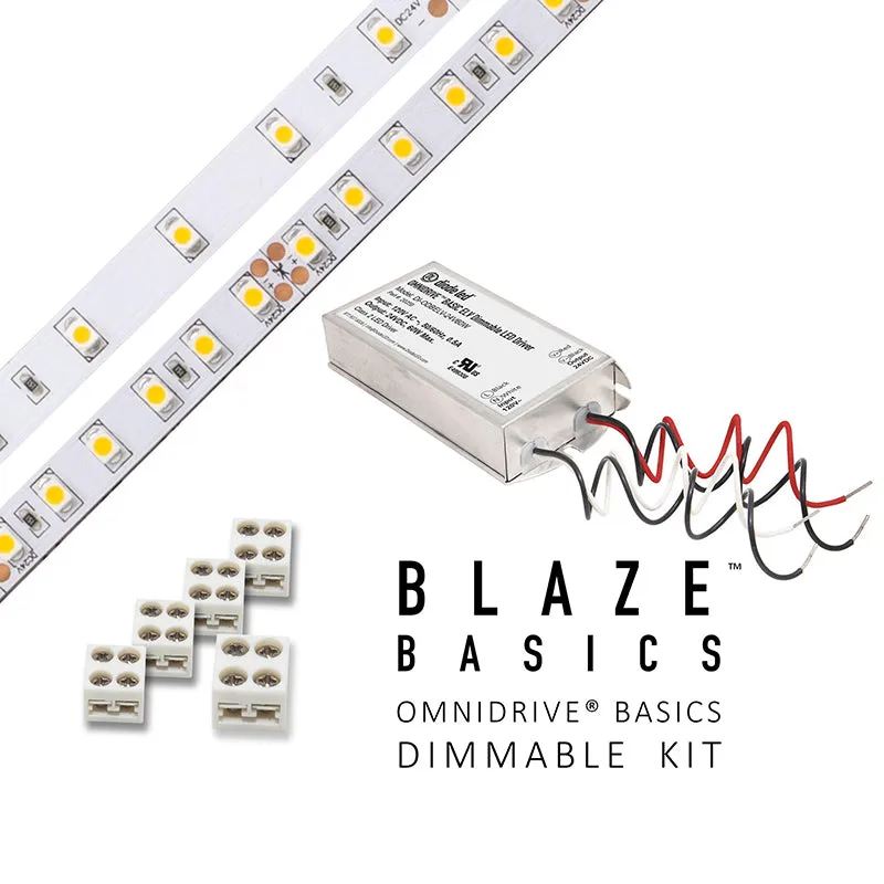 Blaze Basics 24V LED Tape Light Kits, OMNIDRIVE BASICS Power Supply, 200lm