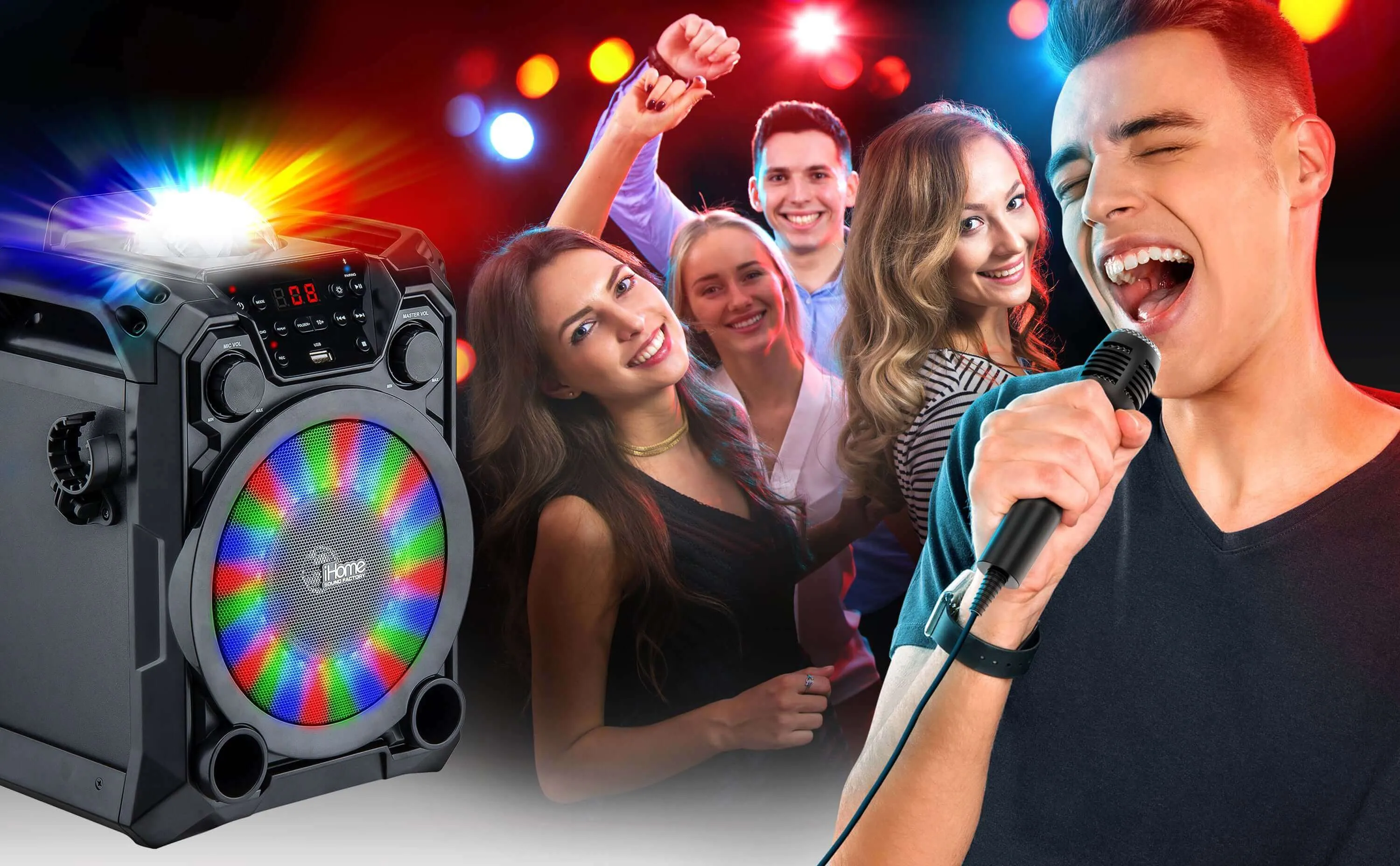 Bluetooth Karaoke Machine with Party Lights