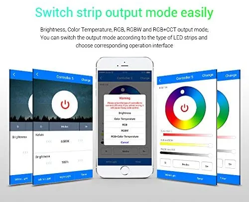 BTF-LIGHTING 5in1 WB5 2.4GHz WiFi LED Controller Compatible with Alexa Google Home Smart Life APP/Tuya Smart APP Control for Monochrome RGB RGBW WW CW RGBCCT LED Strip