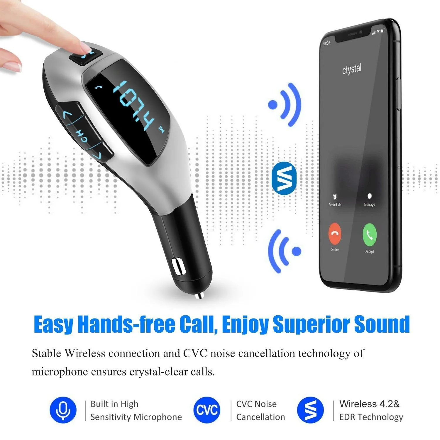 Car FM Wireless Transmitter USB Charge