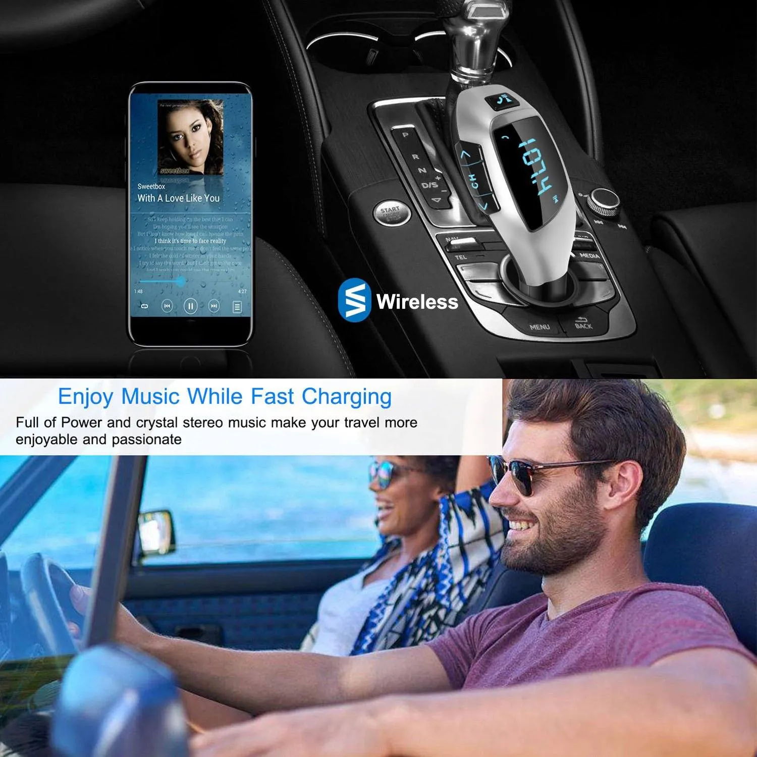 Car FM Wireless Transmitter USB Charge