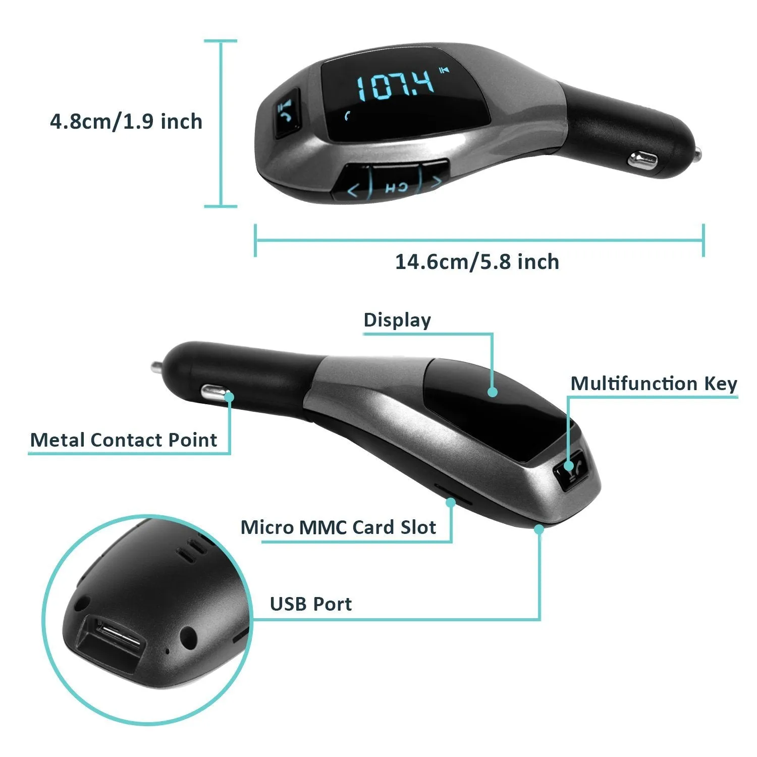 Car FM Wireless Transmitter USB Charge