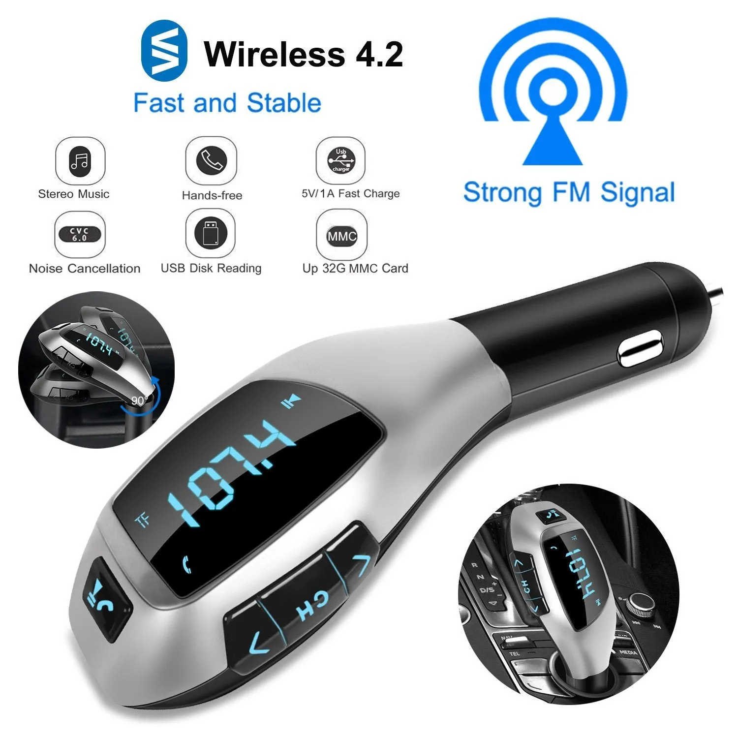 Car FM Wireless Transmitter USB Charge