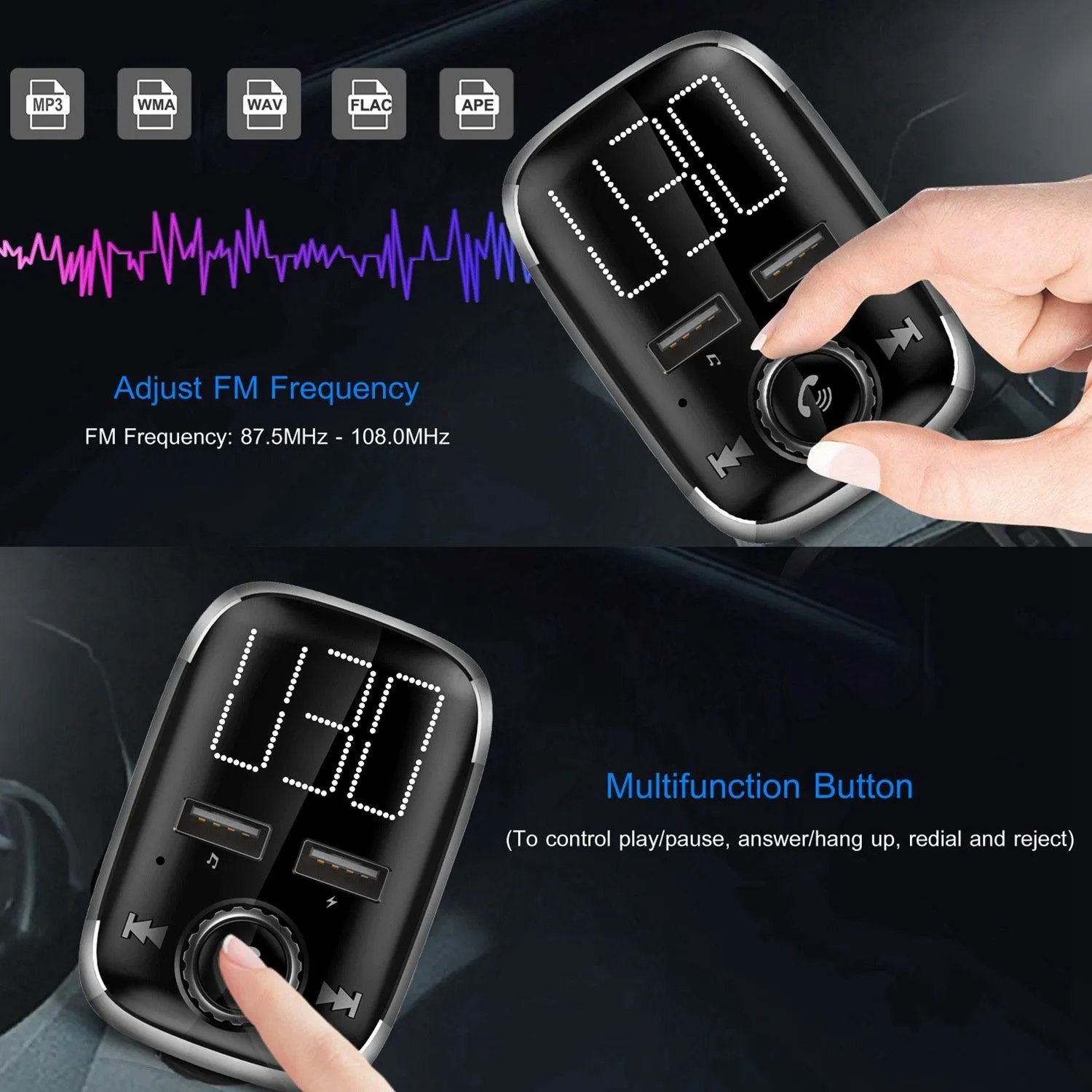 Car Wireless FM Transmitter Dual USB Charger