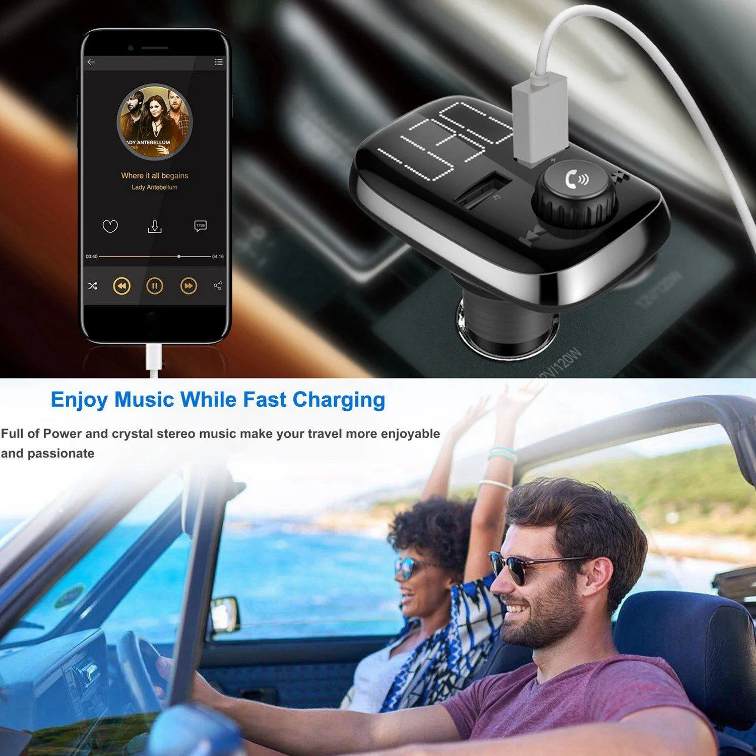 Car Wireless FM Transmitter Dual USB Charger