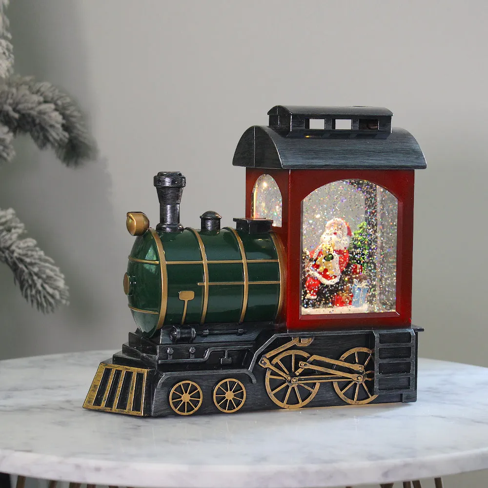 Christmas Musical Water Lantern Santa's Train with Swirling Confetti LED Lights