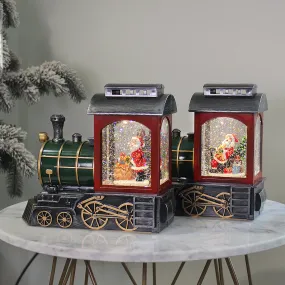 Christmas Musical Water Lantern Santa's Train with Swirling Confetti LED Lights