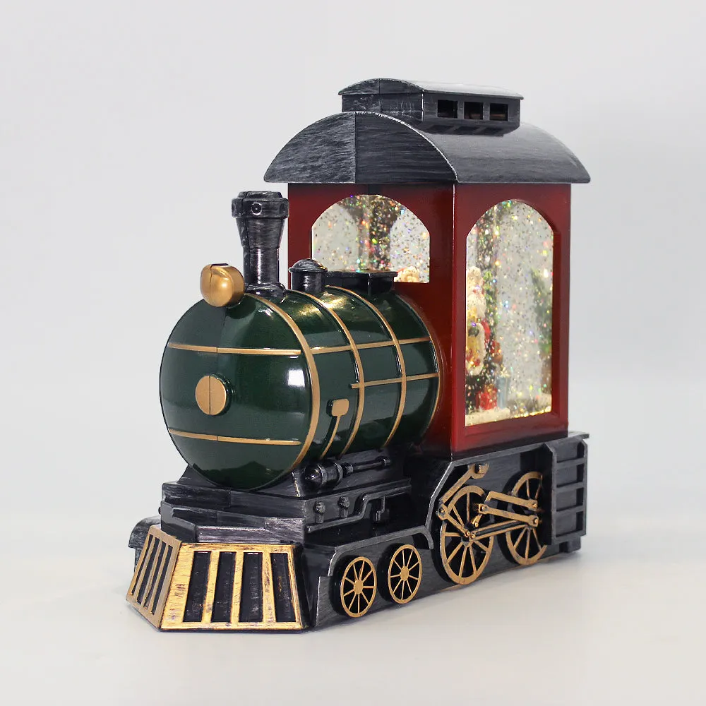 Christmas Musical Water Lantern Santa's Train with Swirling Confetti LED Lights