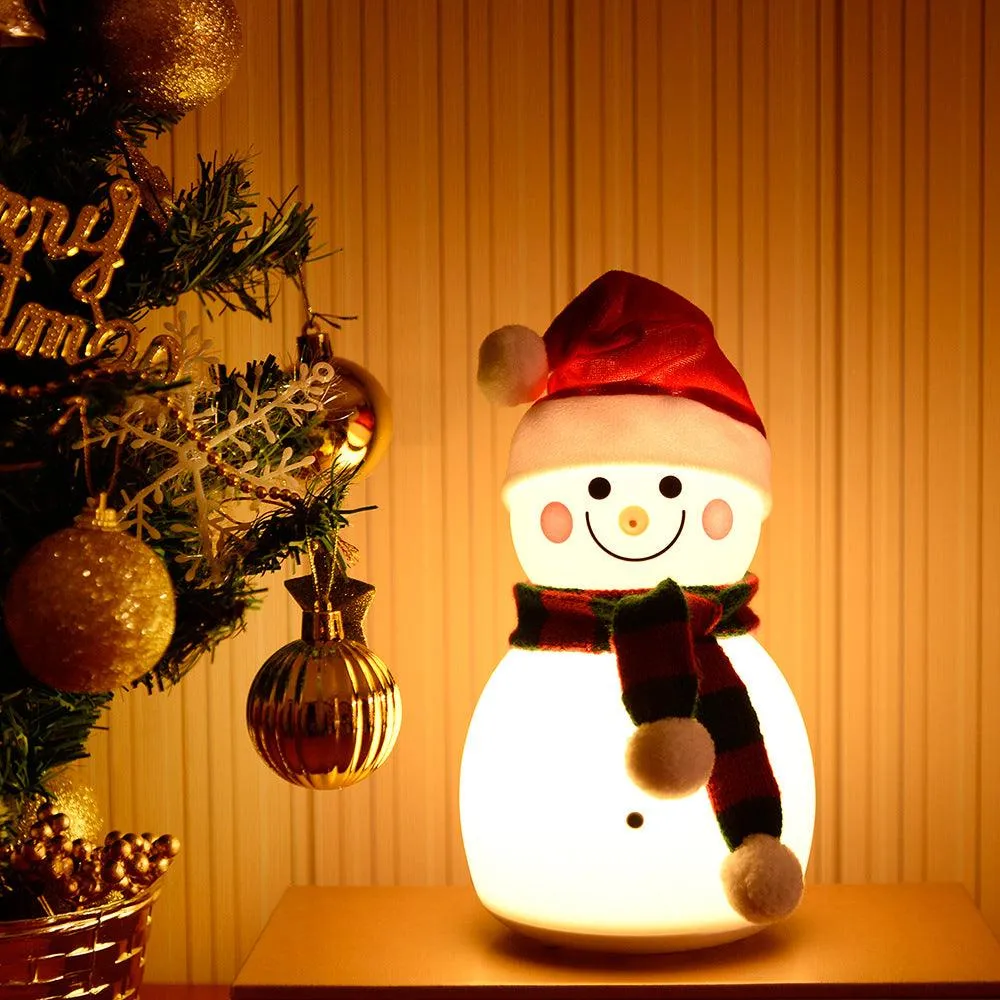 Christmas Snowman Music Night Light Rechargeable Portable Cute Silicone