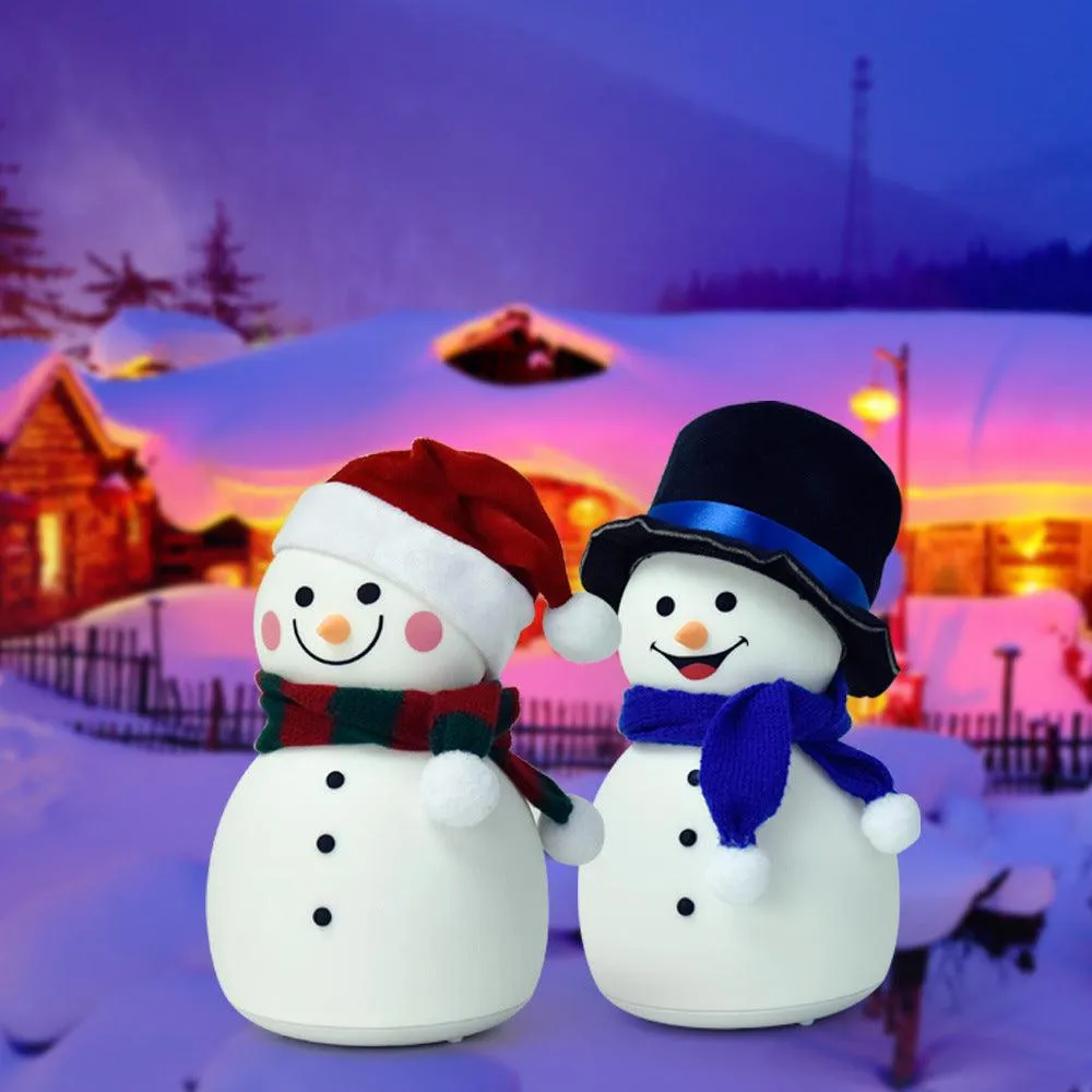 Christmas Snowman Music Night Light Rechargeable Portable Cute Silicone