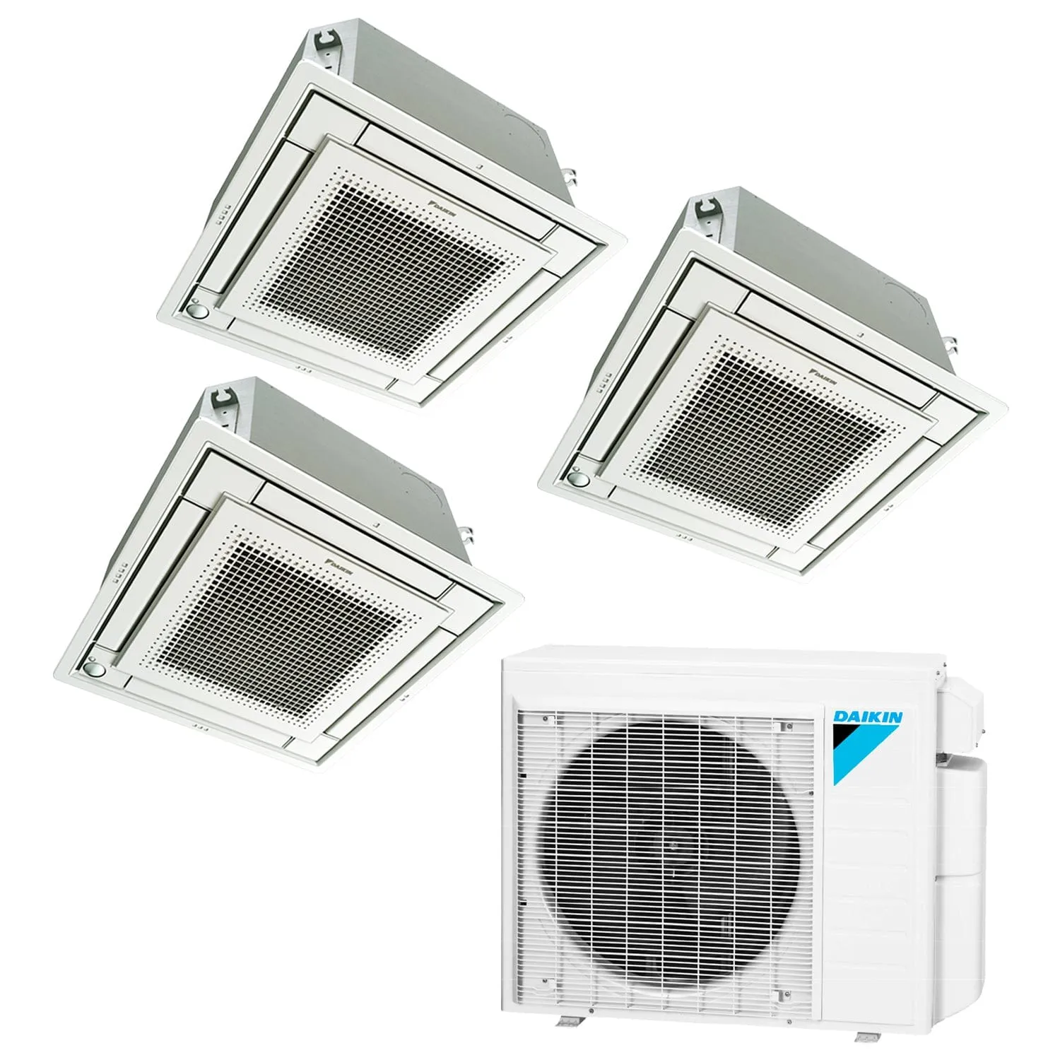 Daikin 3-Zone Ceiling Cassette Hyper Heat Ductless Mini-Split 24000 BTU Heat Pump Air Conditioner 12k   12k   12k - 18 SEER2