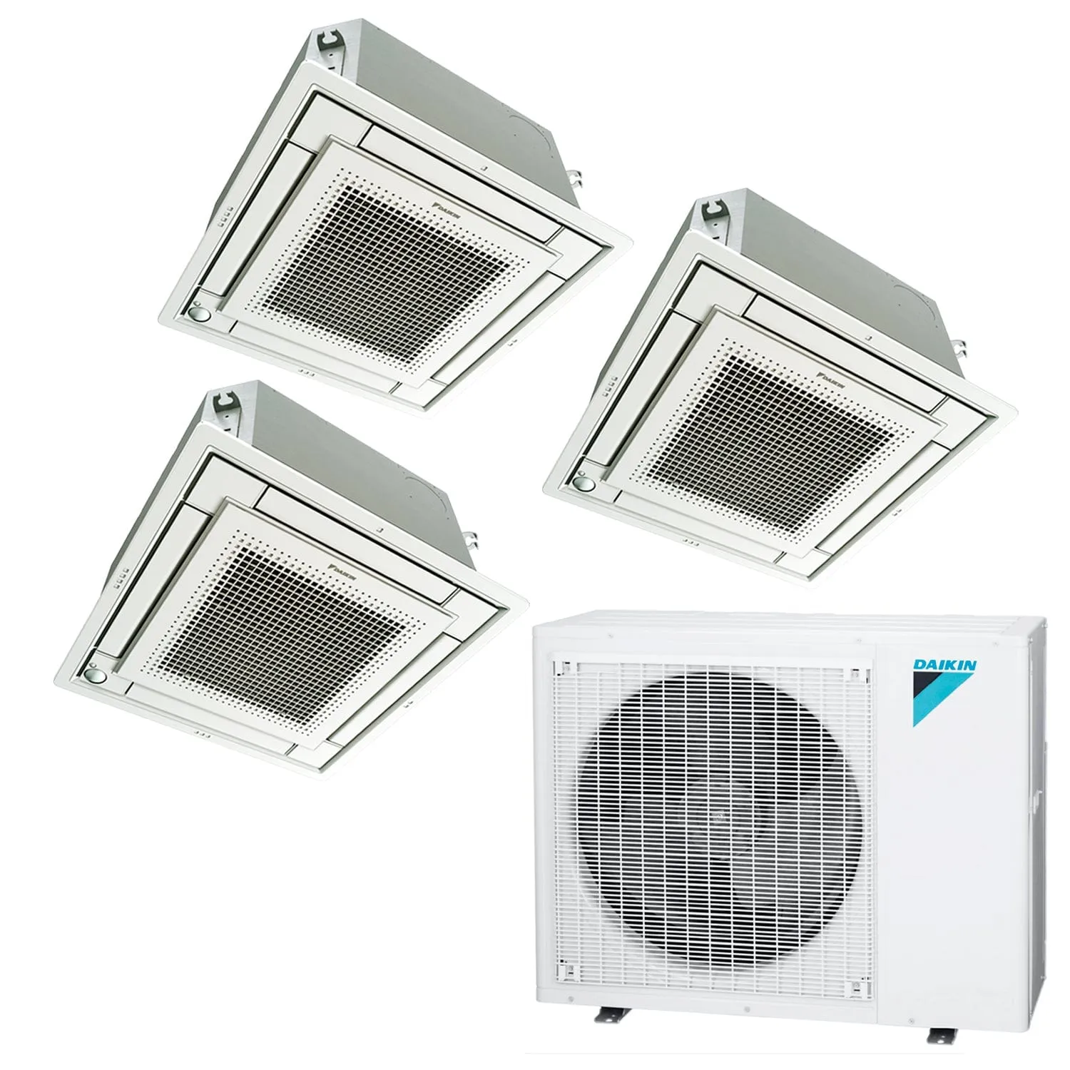 Daikin 3-Zone Ceiling Cassette Hyper Heat Ductless Mini-Split 36000 BTU Heat Pump Air Conditioner 12k   12k   18k - 20 SEER2