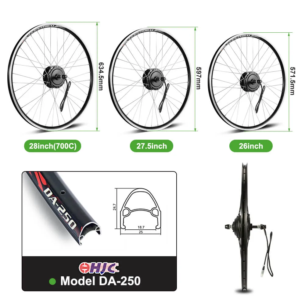 E-Bike Conversion Kit 36V 250W 26"/28" (700C) Rear Freewheel Motor Kit Bicycle E-Bike Hub Motor