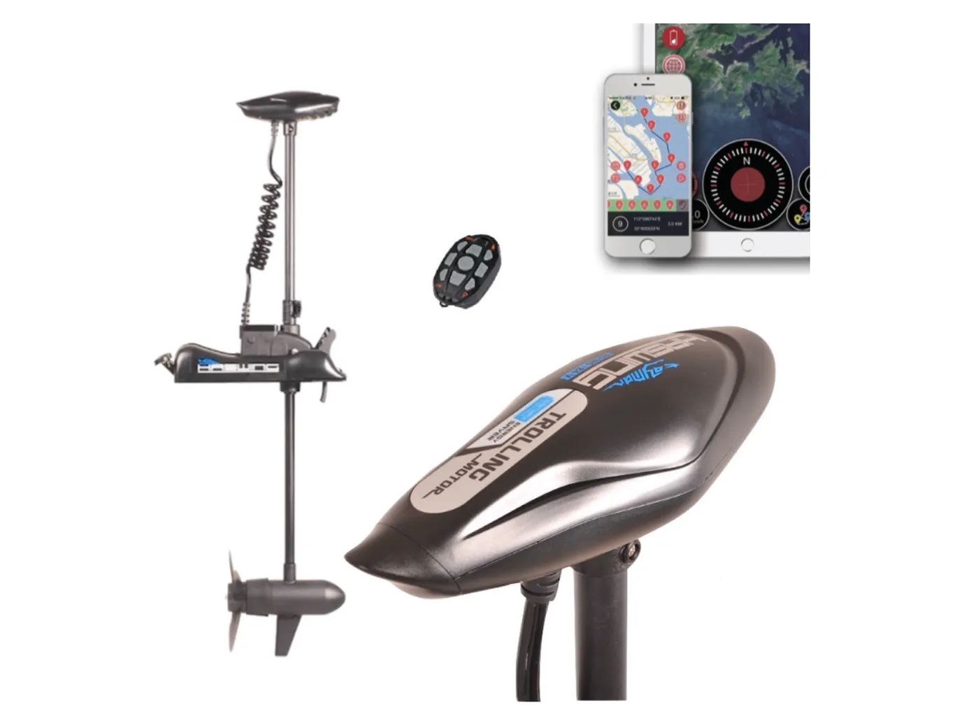 HASWING Cayman B /GPS, Bow Mount Electric Outboard Trolling Motor (New Black) with Anchor Lock on the Remote - Sold Out New Stock due 2024