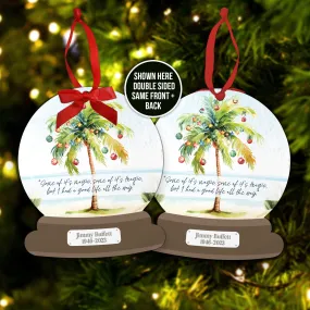 Jimmy Buffett snowglobe ornament front and back ornament tribute quote