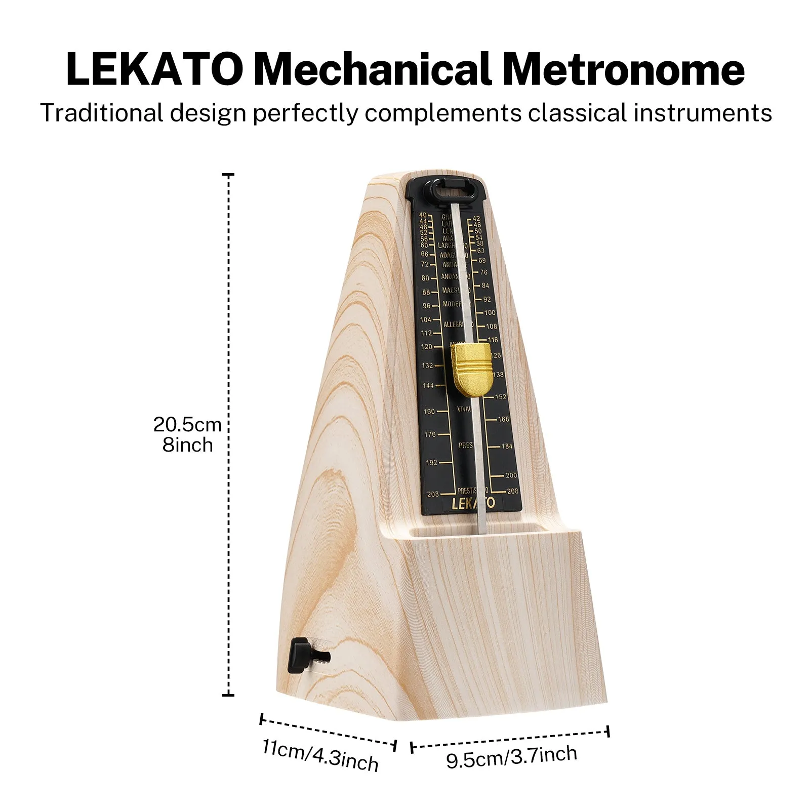 LEKATO L-350 Mechanical Metronome Track Beat Tempo