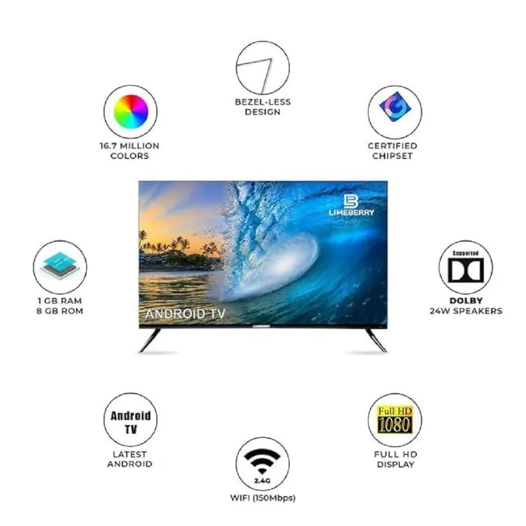 LIMEBERRY 32 inch Full HD Smart Android 11 Frameless LED TV, A  Grade LED Panel | Bezel-Less Design Dolby Audio Speakers Inbuilt (LB321CN5)