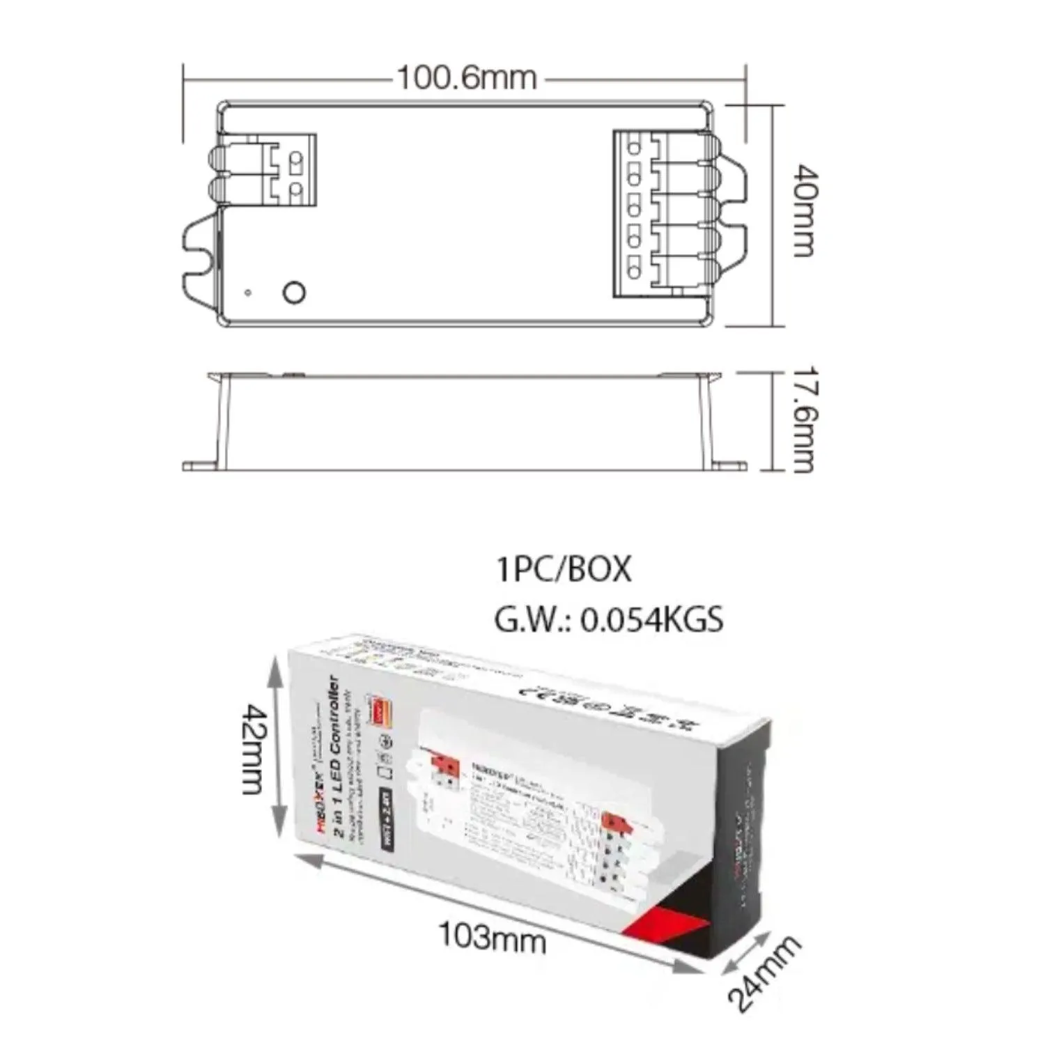 MiBoxer E2-WR 2 In 1 WiFi Smart Strip LED Strip Dimmers Controller