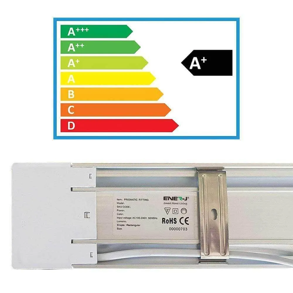 Pack of 2 45W LED Prismatic Batten Fitting Lights, 150cms, 4000K Daylight for Ceiling of Home & Office, Workshop & Garage Lighting