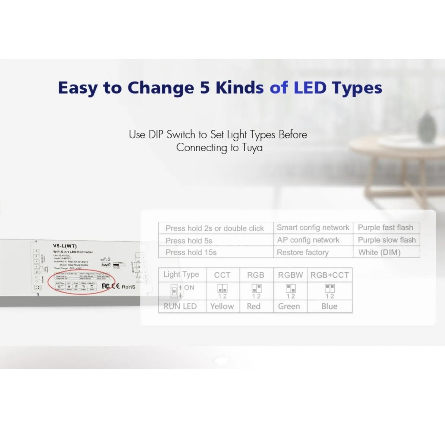 Skydance 12-48VDC 5CH*6A WiFi & RF 5 in 1 LED Controller V5-L(WT)