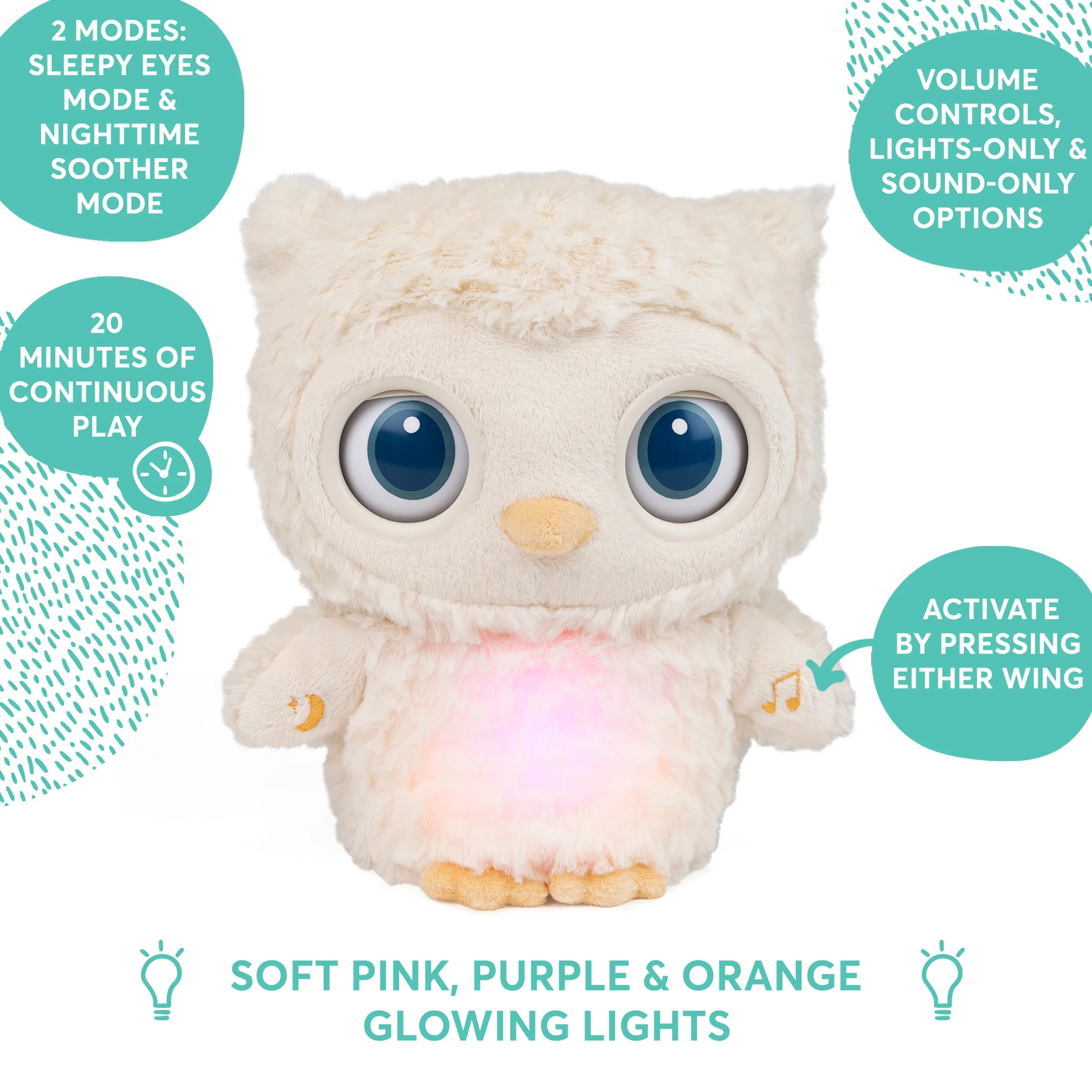 Sleepy Eyes Owl Bedtime Soother, 8 in