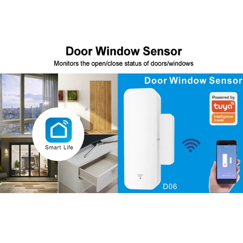 Smart Door Window Wi-Fi Sensor Compatible with Alexa, Google Assistance, Smart Life App