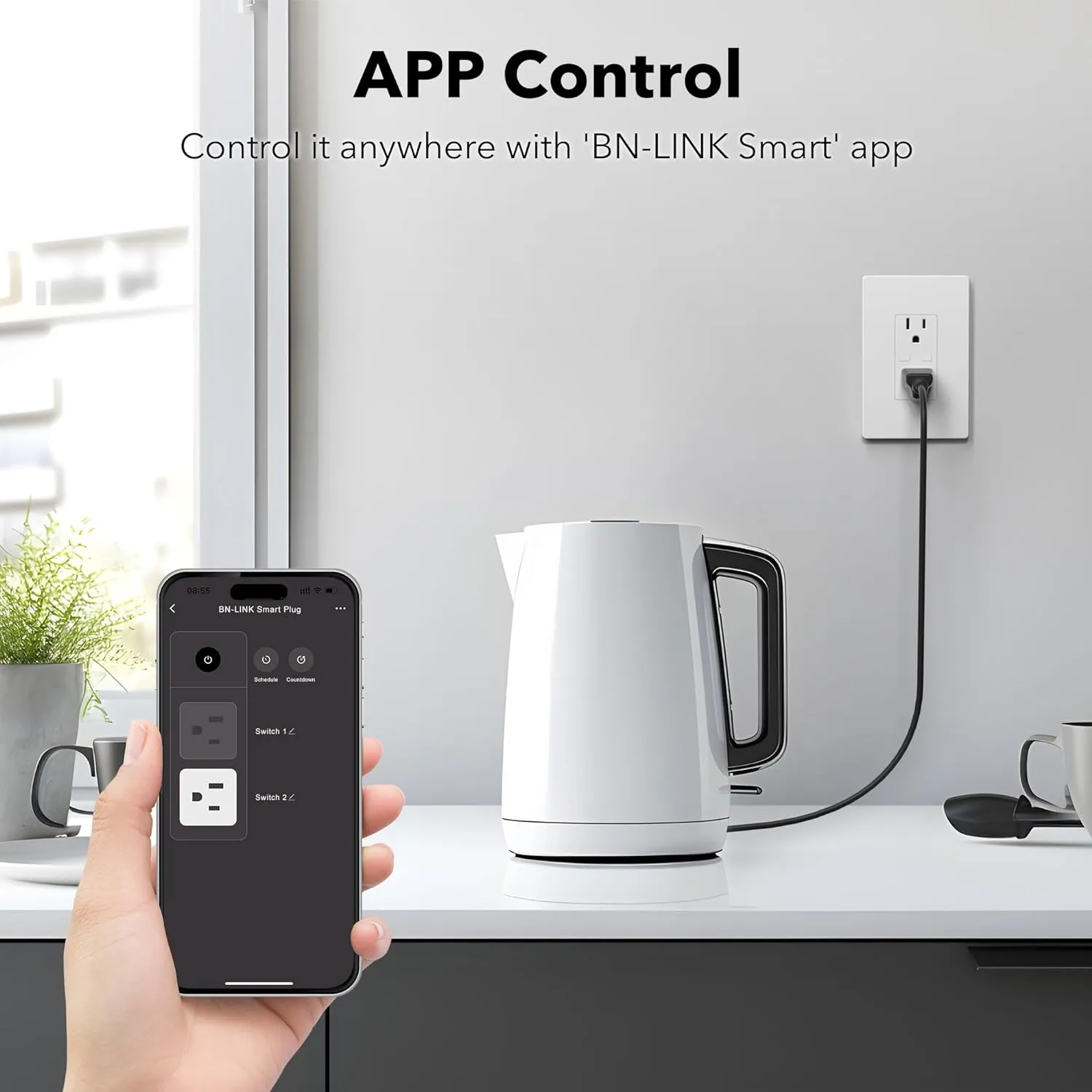 Smart WiFi in-Wall Outlet Switch 2 Individually Outlets Works with Timer Function Compatible with Alexa and Google Assistant  BN-LINK