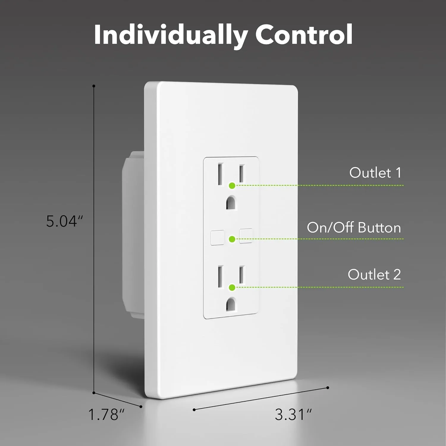 Smart WiFi in-Wall Outlet Switch 2 Individually Outlets Works with Timer Function Compatible with Alexa and Google Assistant  BN-LINK