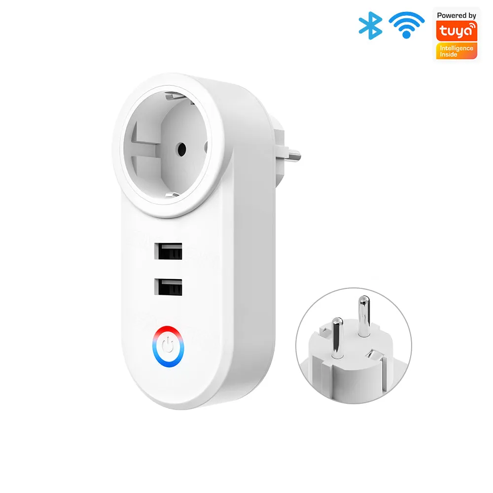 SMATRUL 16A Smart WiFi Bluetooth Plug with 2 USB Ports (2.4Ghz WiFi Only)