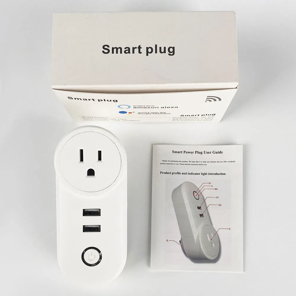 SMATRUL 16A Smart WiFi Bluetooth Plug with 2 USB Ports (2.4Ghz WiFi Only)