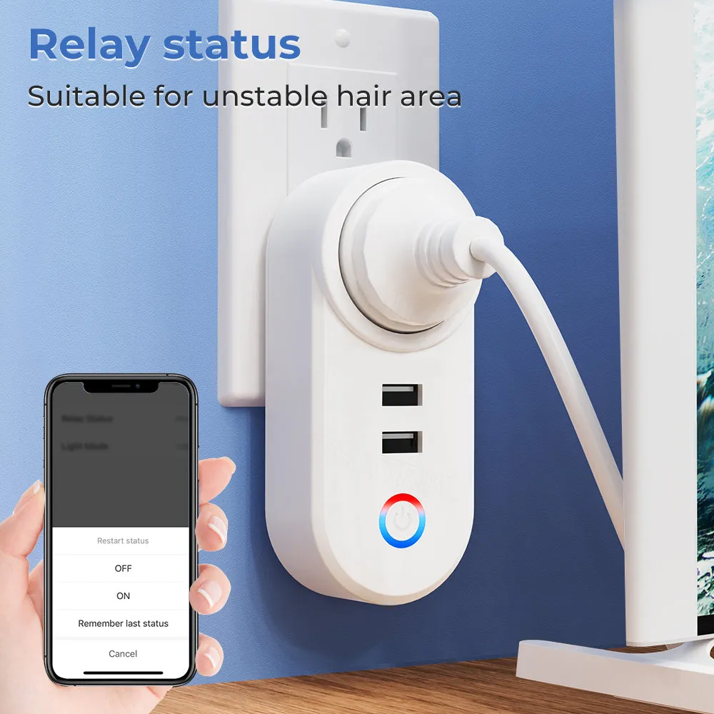 SMATRUL 16A Smart WiFi Bluetooth Plug with 2 USB Ports (2.4Ghz WiFi Only)