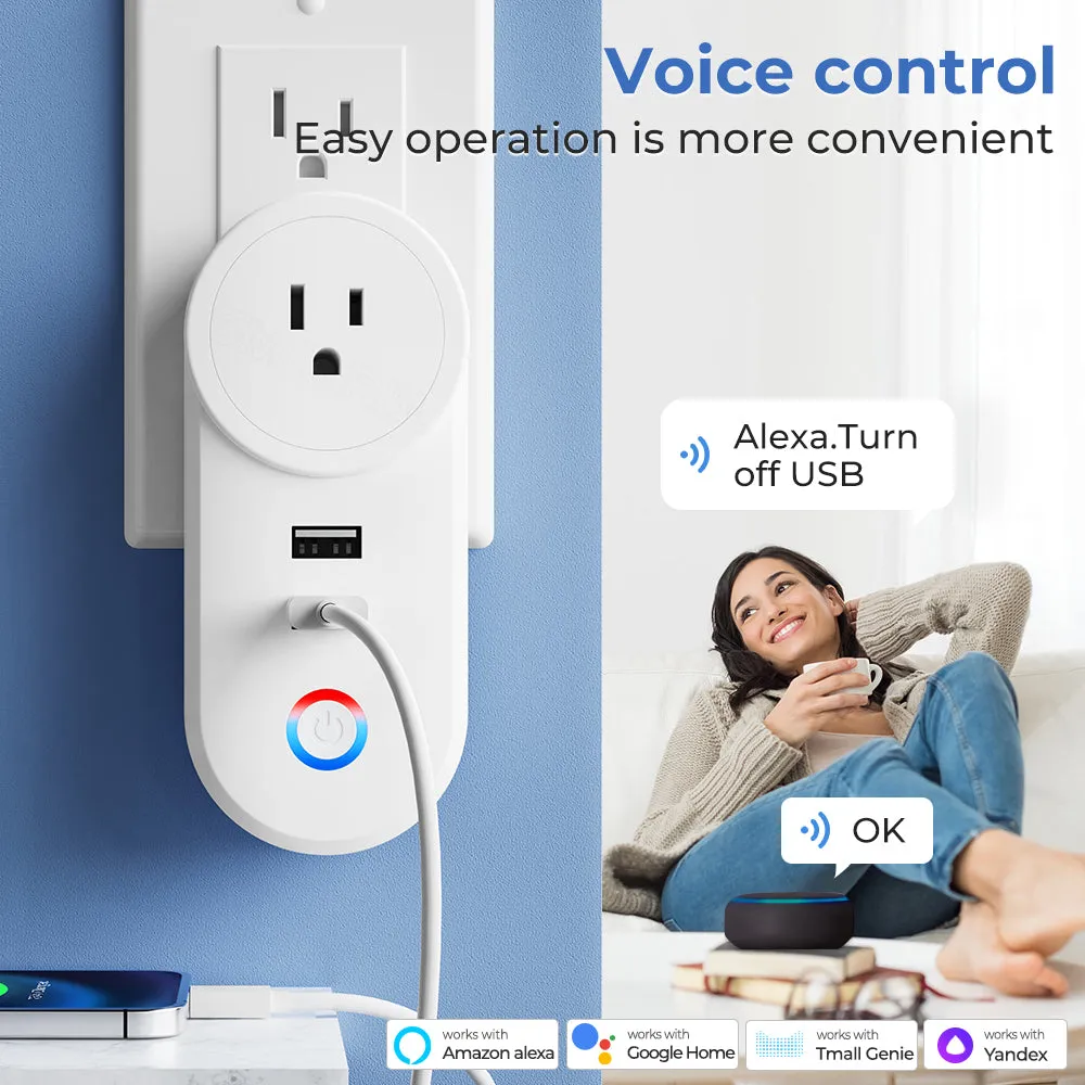 SMATRUL 16A Smart WiFi Bluetooth Plug with 2 USB Ports (2.4Ghz WiFi Only)