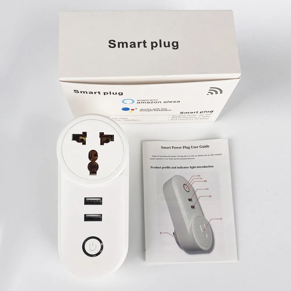 SMATRUL 16A Smart WiFi Bluetooth Plug with 2 USB Ports (2.4Ghz WiFi Only)