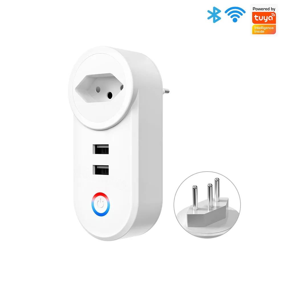 SMATRUL 16A Smart WiFi Bluetooth Plug with 2 USB Ports (2.4Ghz WiFi Only)