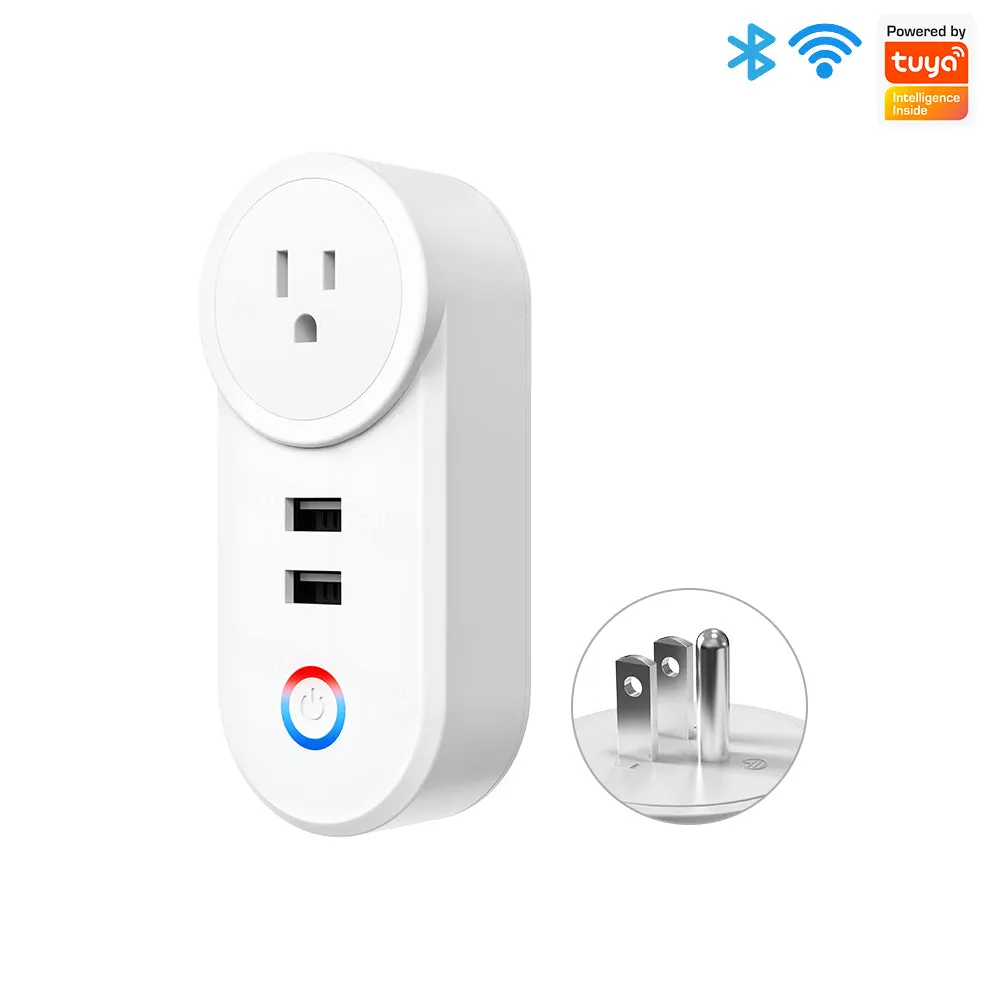 SMATRUL 16A Smart WiFi Bluetooth Plug with 2 USB Ports (2.4Ghz WiFi Only)