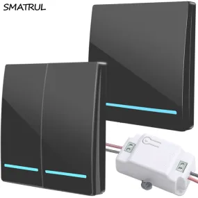 SMATRUL 433Mhz smart push Wireless Switch Light RF Remote Control AC 110V 220V Receiver Wall Panel button Bedroom Ceiling Lamp