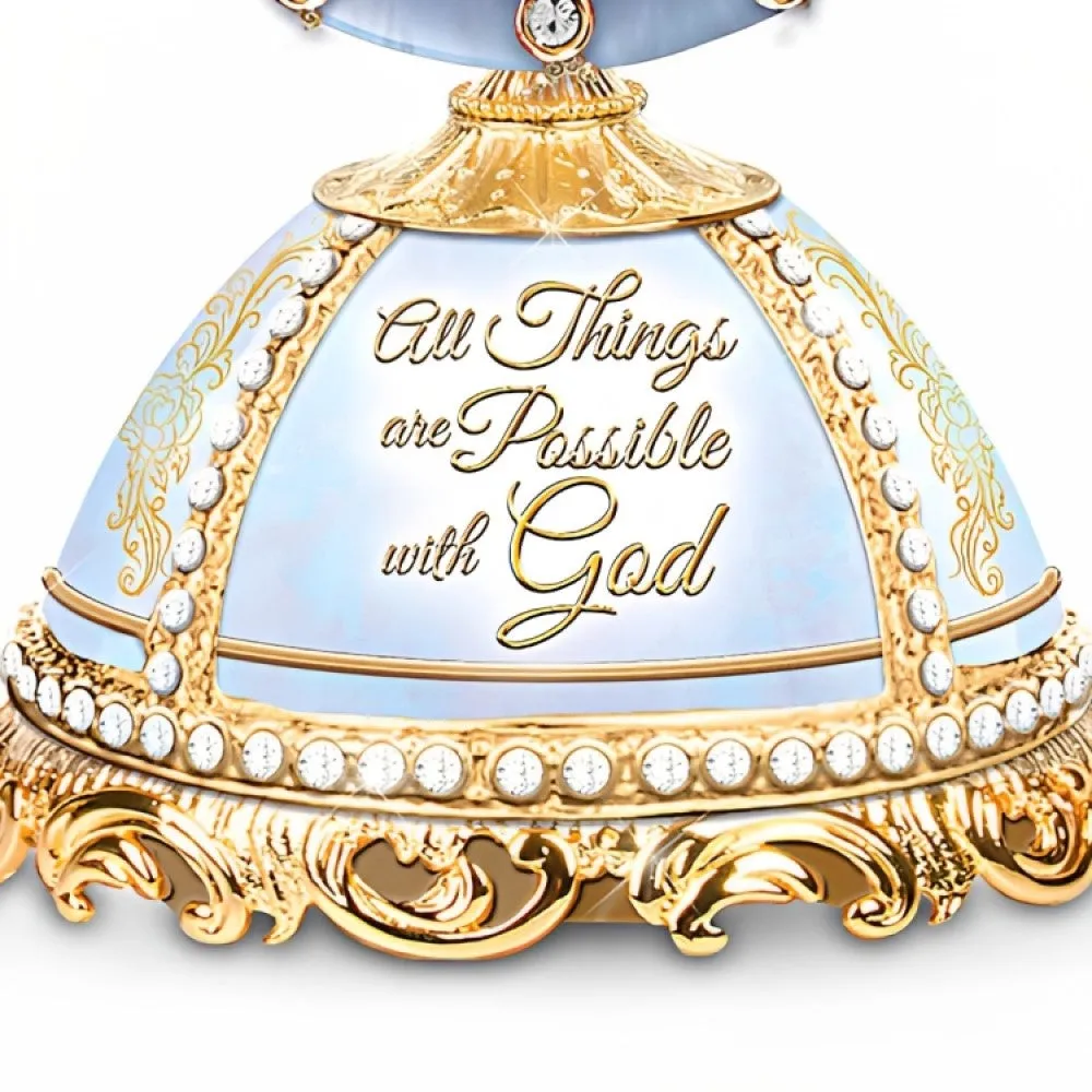 The Bradford Exchange All Things Are Possible With God His Heavenly Messages Collection Issue #1 Fabergé-Style Lighted Religious Music Box 6.25-inches