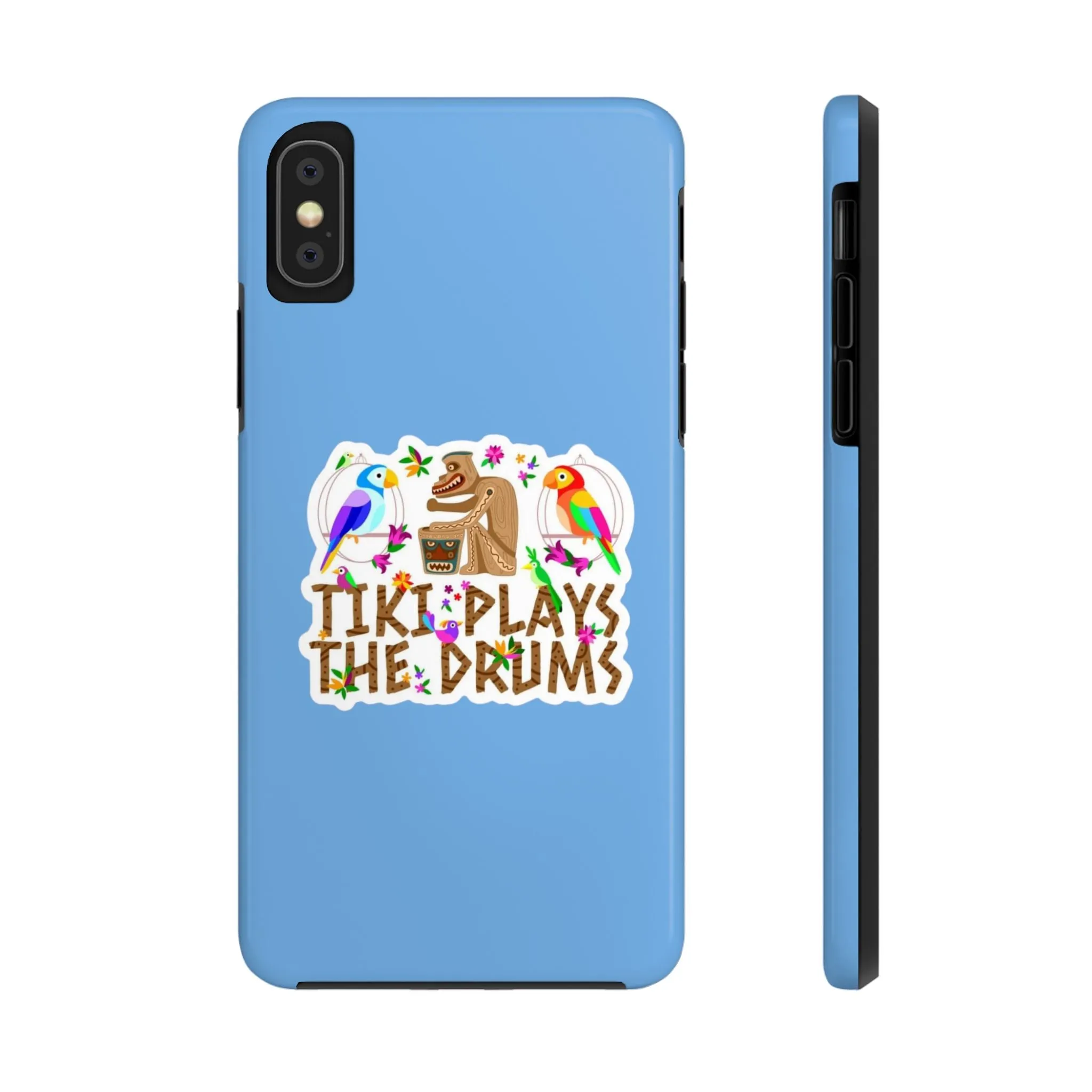 Tiki Plays The Drums Tough Cell Phone Cases