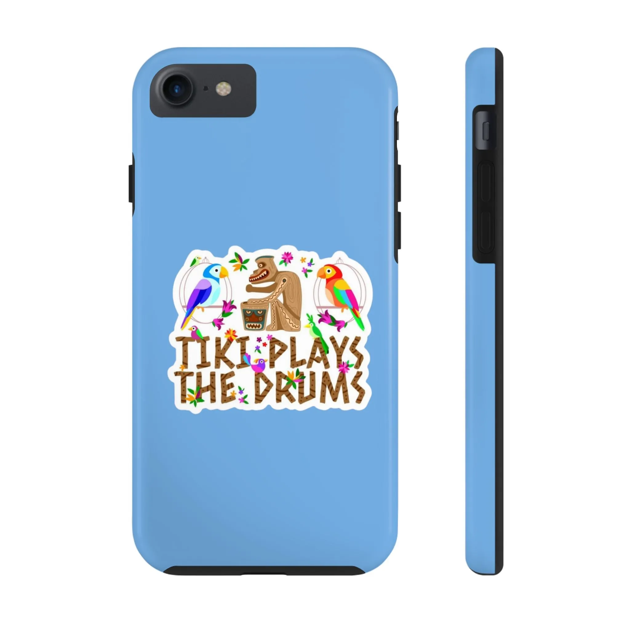 Tiki Plays The Drums Tough Cell Phone Cases