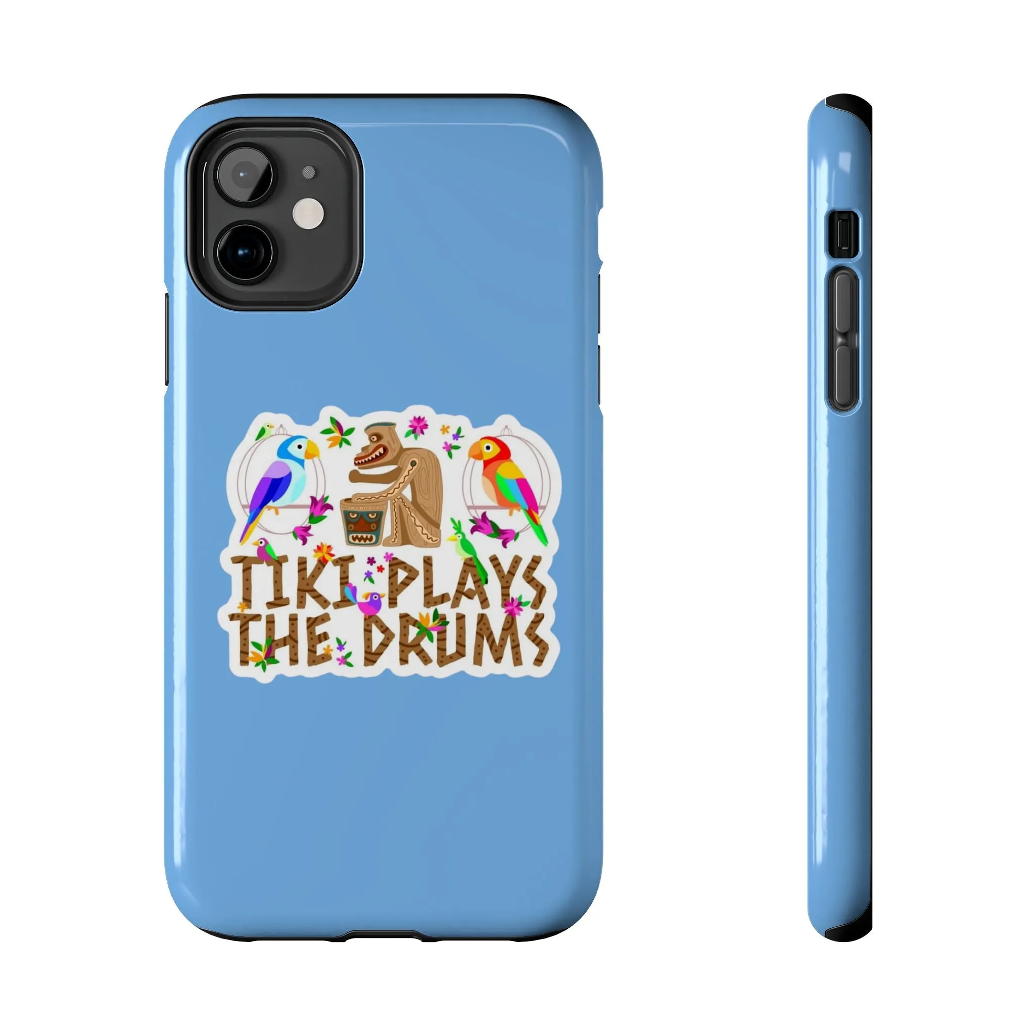 Tiki Plays The Drums Tough Cell Phone Cases